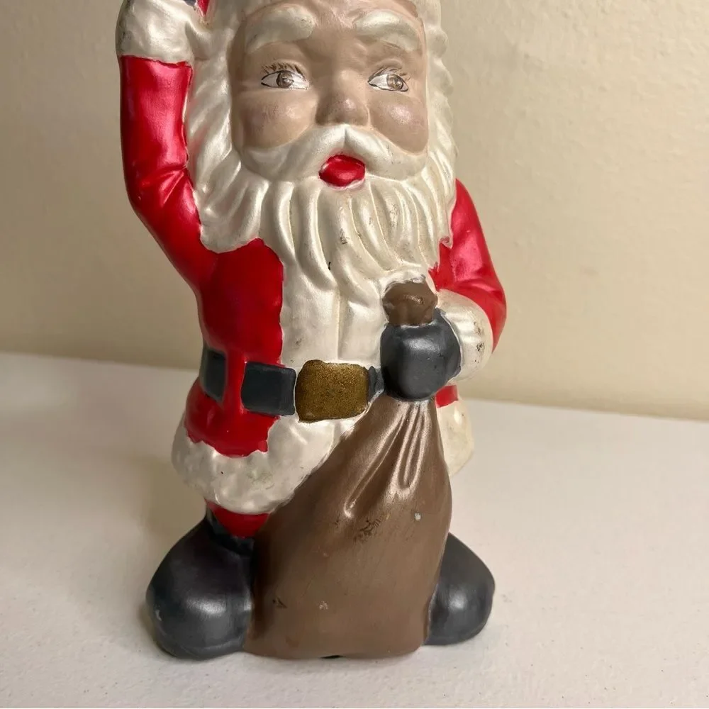 Vintage 70s Ceramic Santa Hobbyist Pottery Christmas Holiday Figurine Home Decor